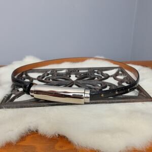 VINTAGE Joan Helpern Signature Black Calfskin Belt, Sz S